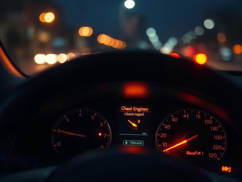 Check engine light illuminated on a car dashboard